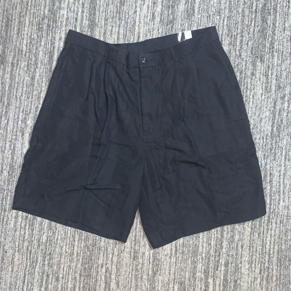 Brand New J. Ferrar Men's‎ Size 34 Black Flat Pleated Front Shorts Rayon Blend